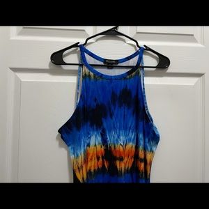 Vibrant Sunset Dress Blues & Oranges  Size 1X
